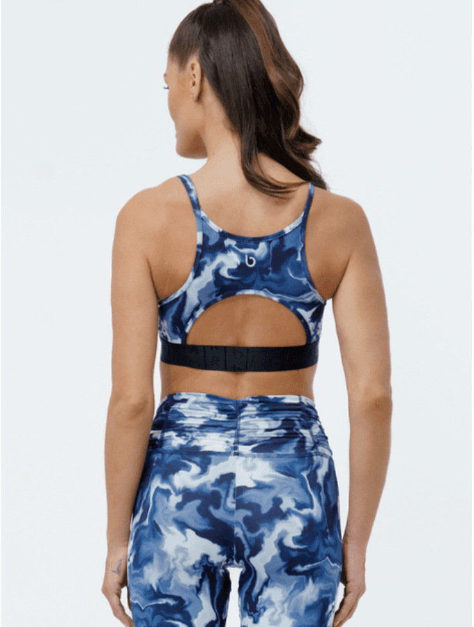 SATURNO ABSTRACT FITNESS TOP - BLUE - TONED