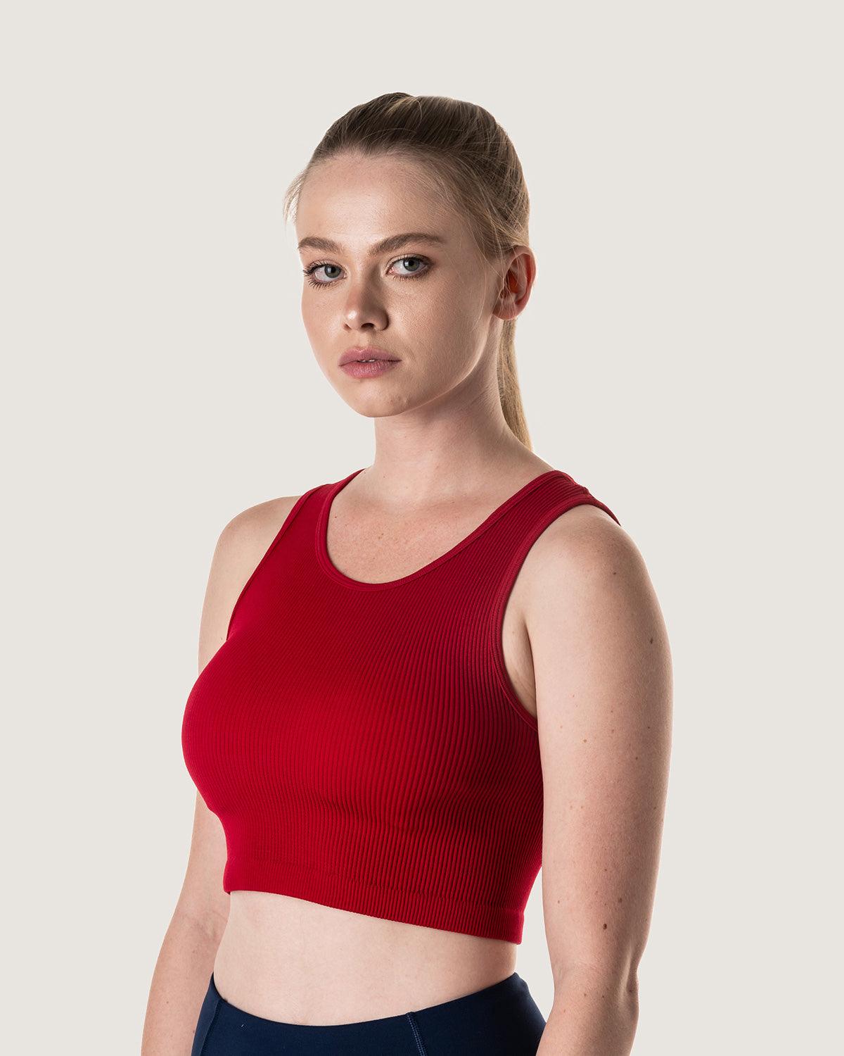 PERFORMANCE TRAINING CROP TEE - RED - TONED