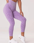 SEAMLESS LEOPARD LEGGINGS - LILAC - Toned-BOTTOMS